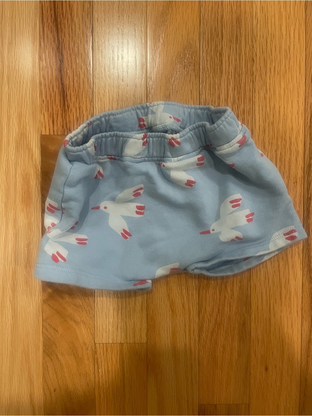 Light Blue Seagull-Print Kids Pull-On Shorts